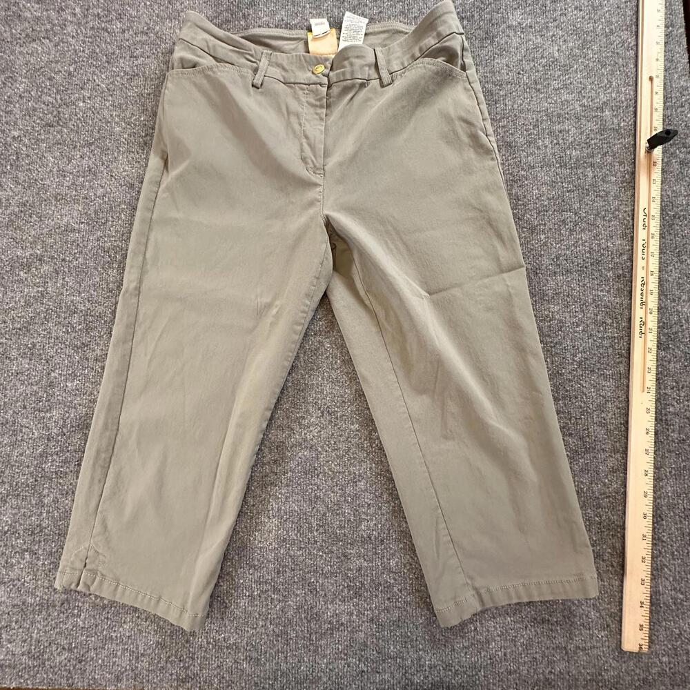 Ruby Rd Womens Cropped Pants Light Khaki Tan Size 12 Casual Stretch 76118 M2